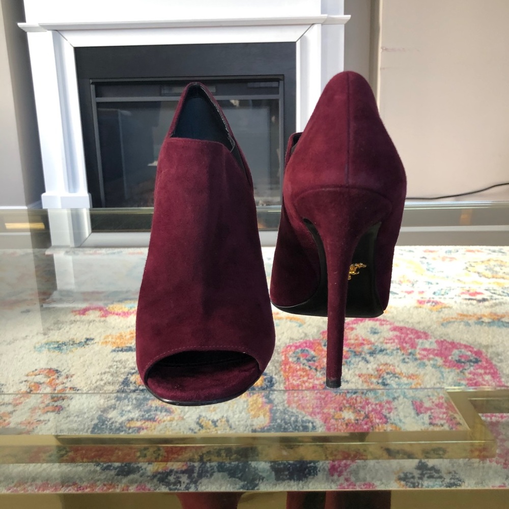 Prada bootie heels- burgundy